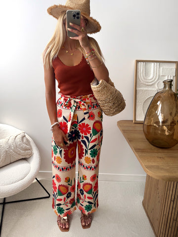 Pantalon imprimé floral à ceinture ISNELLO