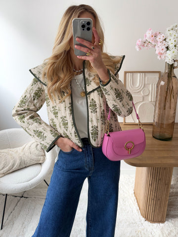 Veste matelassée imprimé fleuri vert THANISE