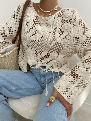 Top en maille ajourée crochet BIAGIO