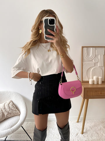 Jupe-short à rayures en sequins CONY