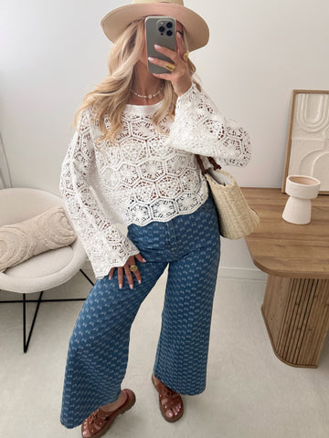 Top en maille ajourée crochet BRISEIS