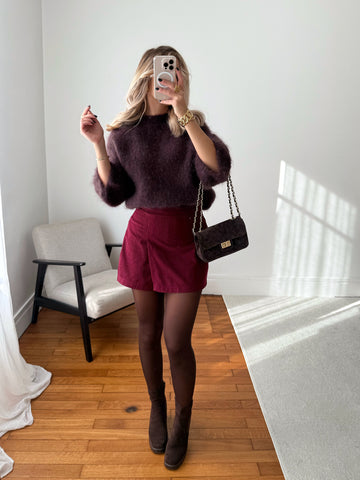 Jupe-short en velours côtelé SIERRA - bordeaux