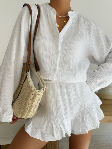 Chemisier en gaze de coton FLAU - blanc