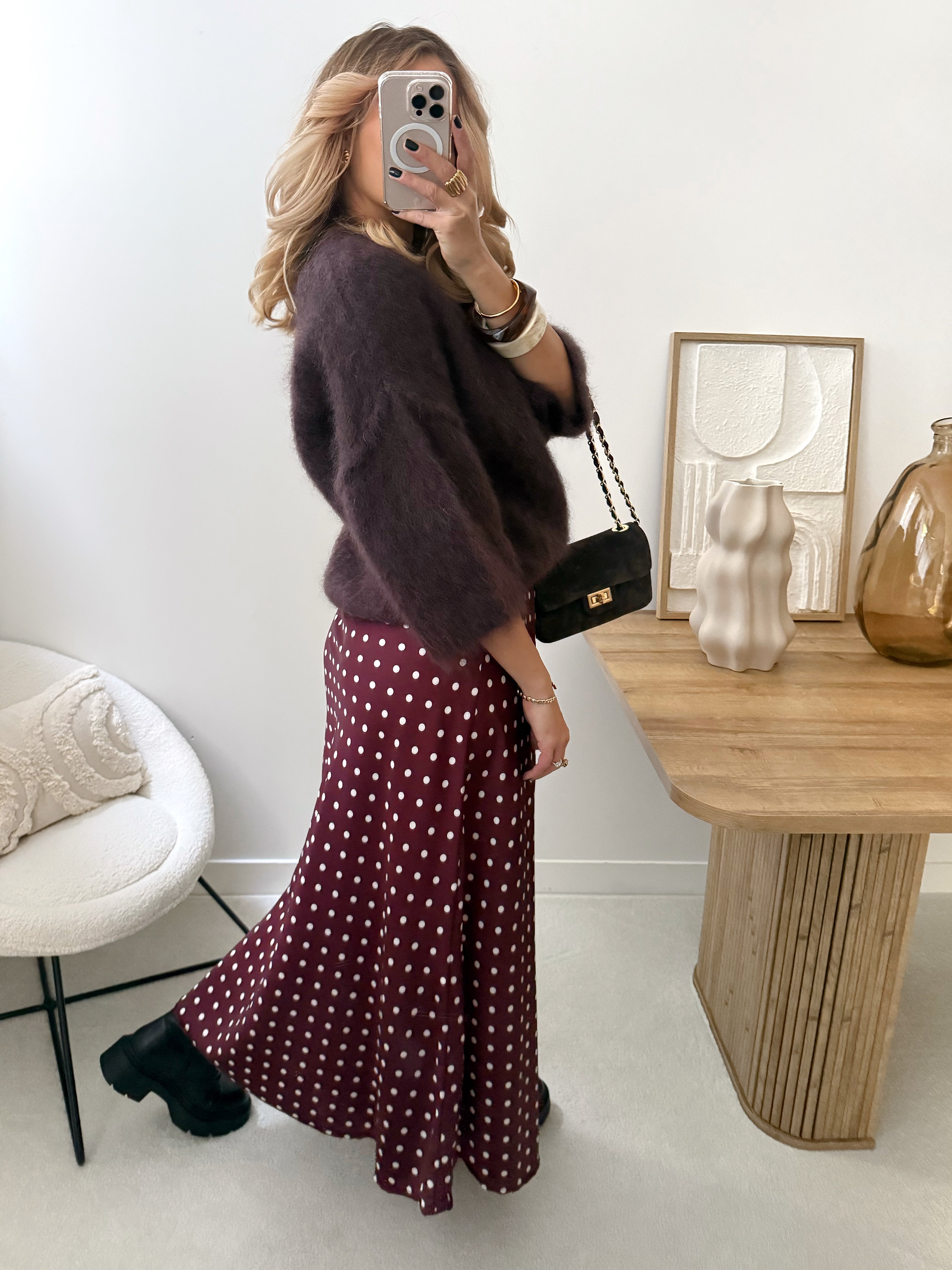 Jupe satinée à pois AMANDA