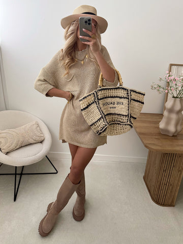 Robe courte en maille effet lurex JISLA