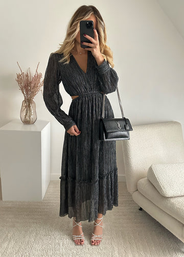 Robe longue ajourée en voile irisé AURORE