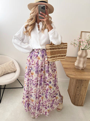 Jupe longue évasée à imprimé floral MISTI