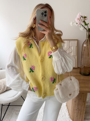 Gilet sans manches à fleurs CISCO - jaune