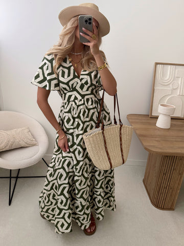 Robe longue volanté à imprimé DIANNE