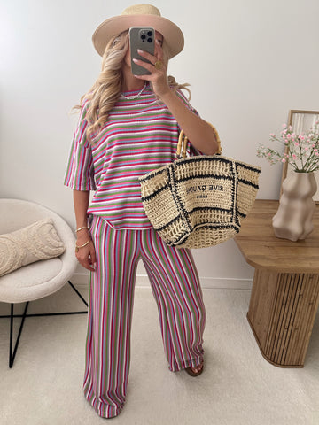 Ensemble en tricot à rayures multicolores BALDI