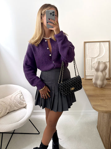 Cardigan en laine mélangée BLANDINE - violet