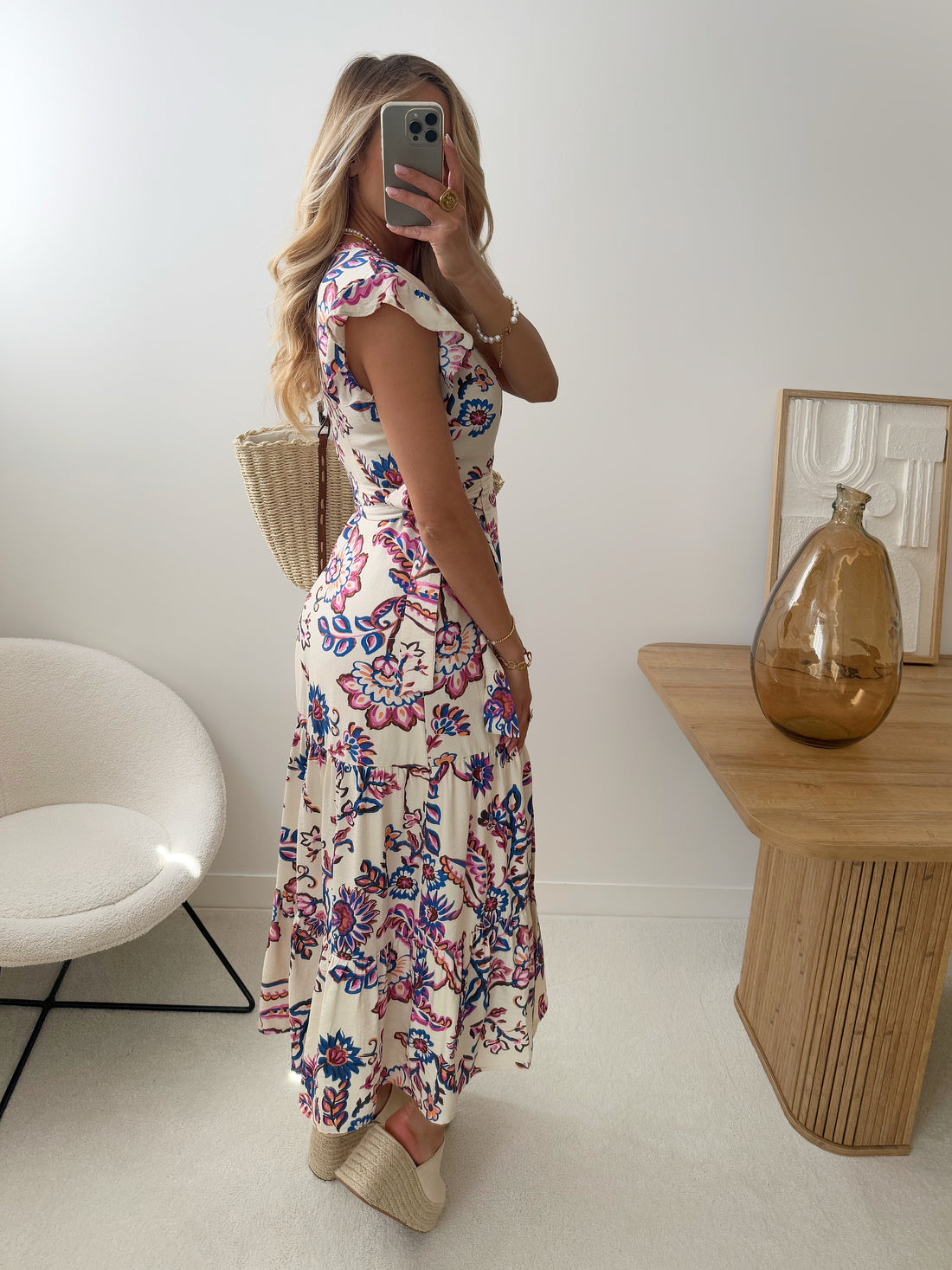 Robe longue sans manches à imprimé floral ALENZA