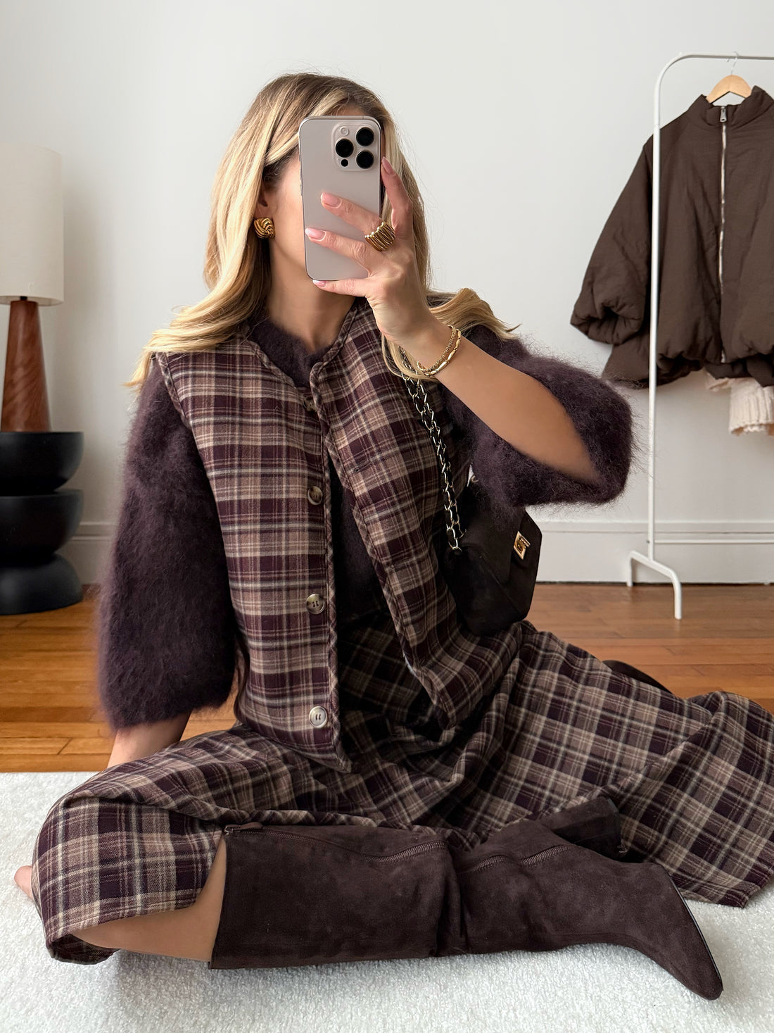 Veste sans manches à carreaux réversible PABLO