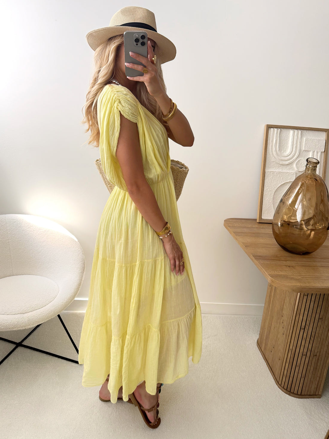 Robe longue volantée AZOLTINE - jaune
