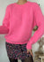 Pull en maille col montant BALDWIN - rose fluo