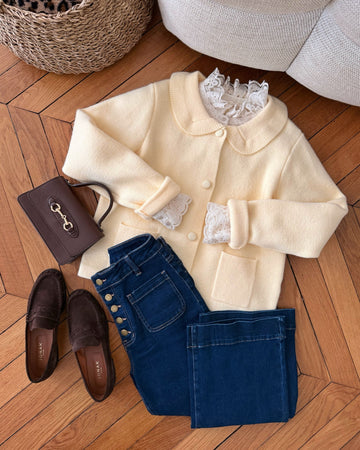 Cardigan col Claudine MAZARIN - jaune pastel