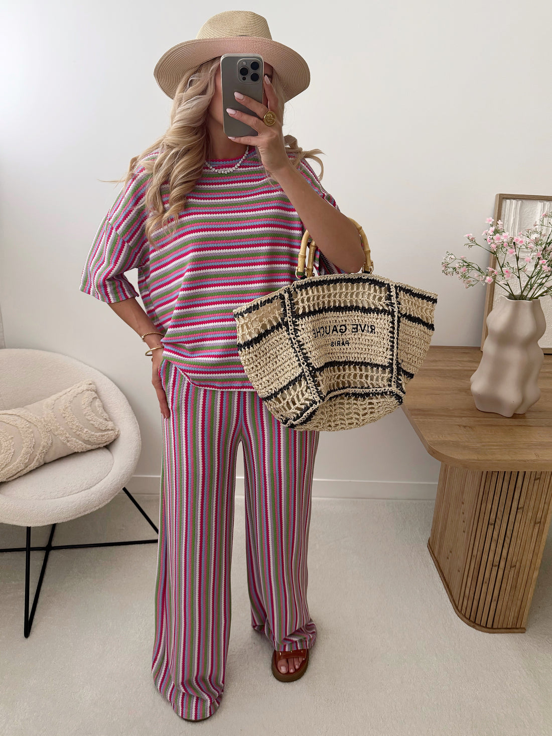Ensemble en tricot à rayures multicolores BALDI