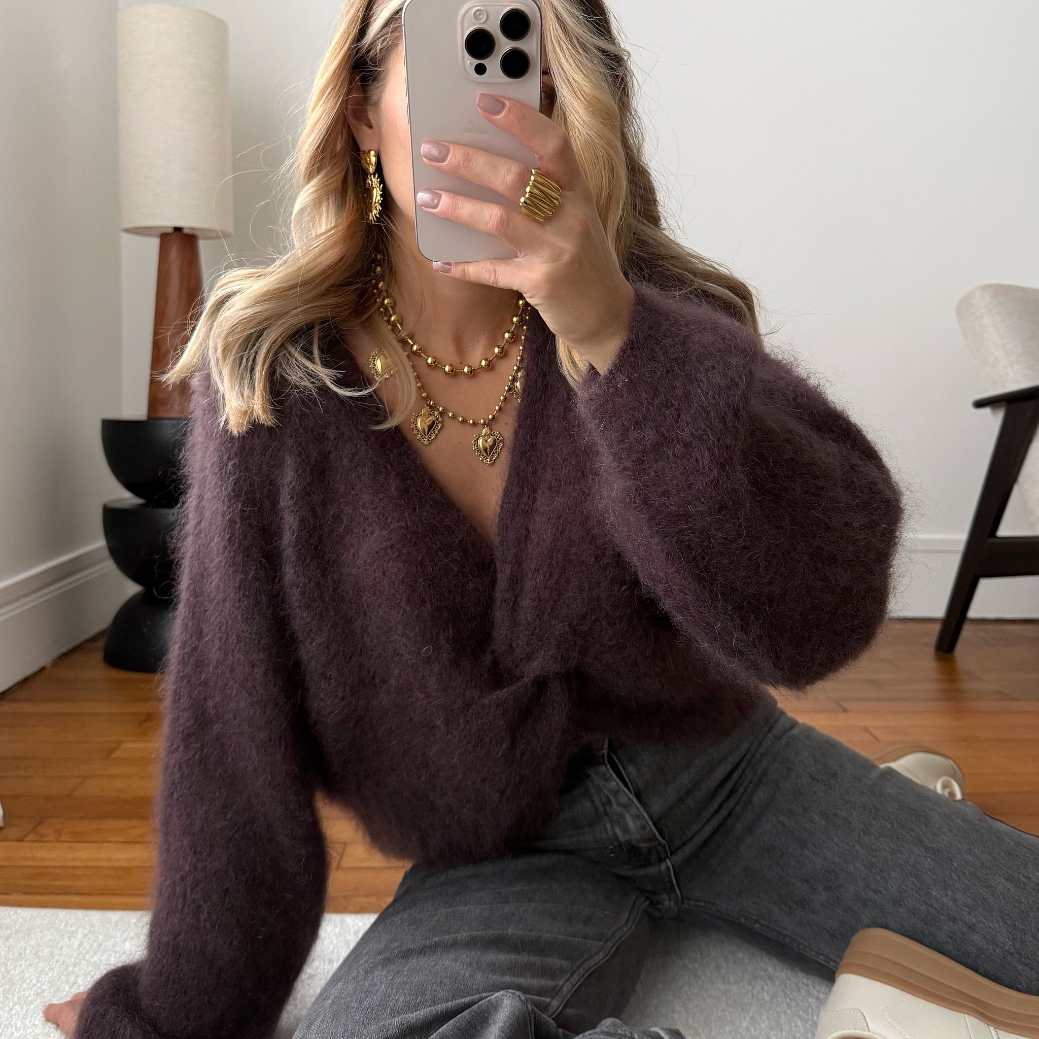 Maille en mohair ALBERETO - chocolat