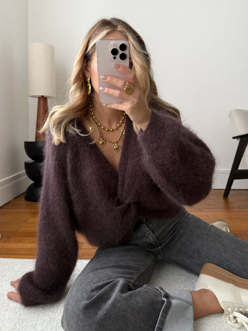 Maille en mohair ALBERETO - chocolat