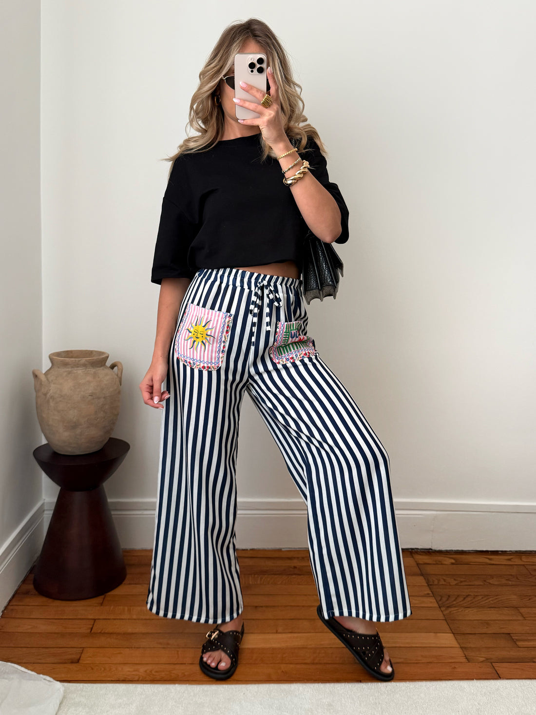 Pantalon à rayures en lin ALGHERO