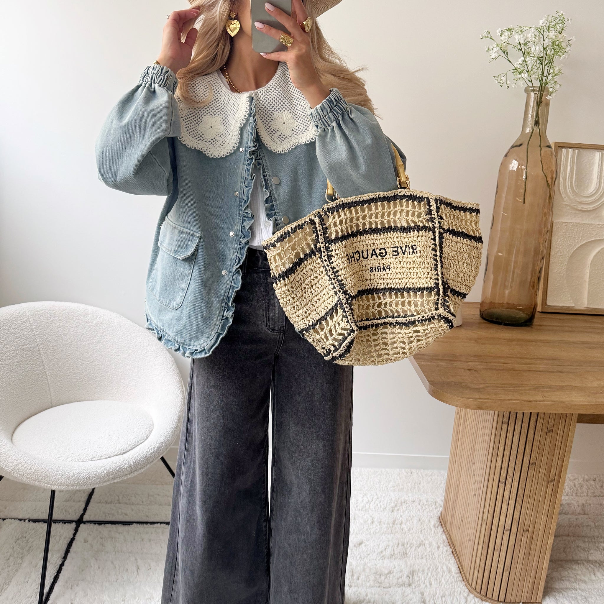 Veste en denim crochet HARTLEY