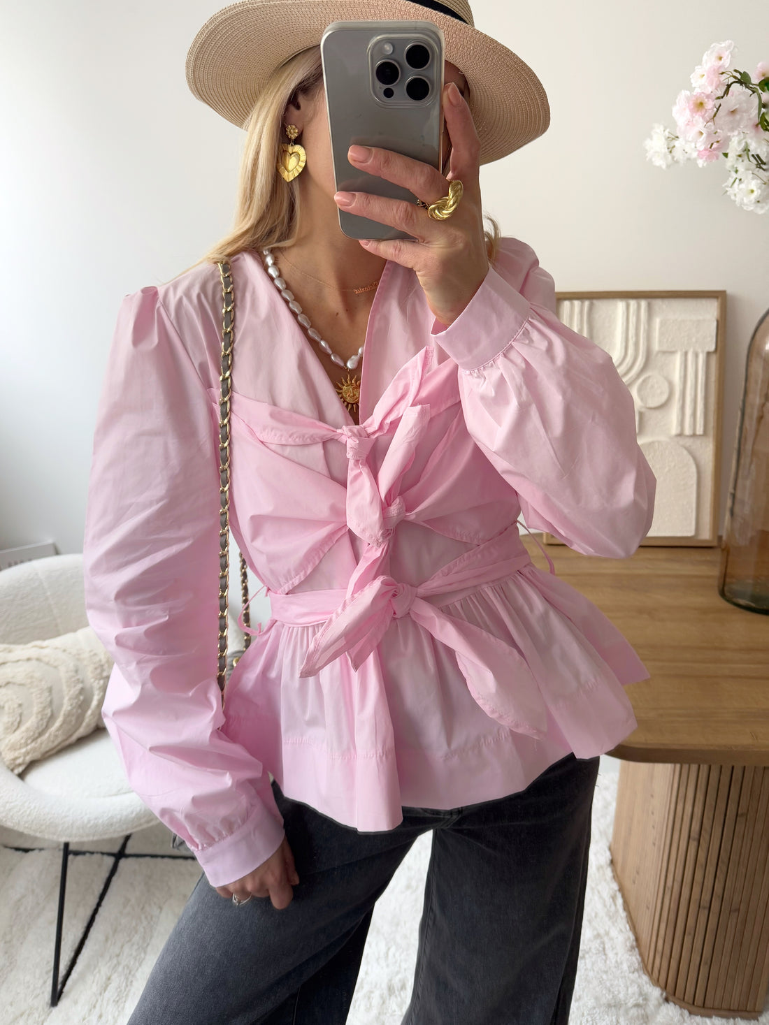 Blouse à nœuds VANY - rose