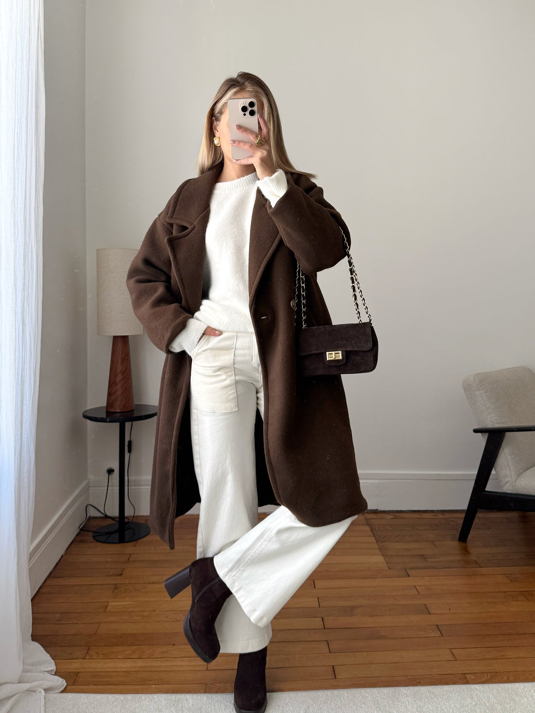 Manteau droit VALERON - chocolat