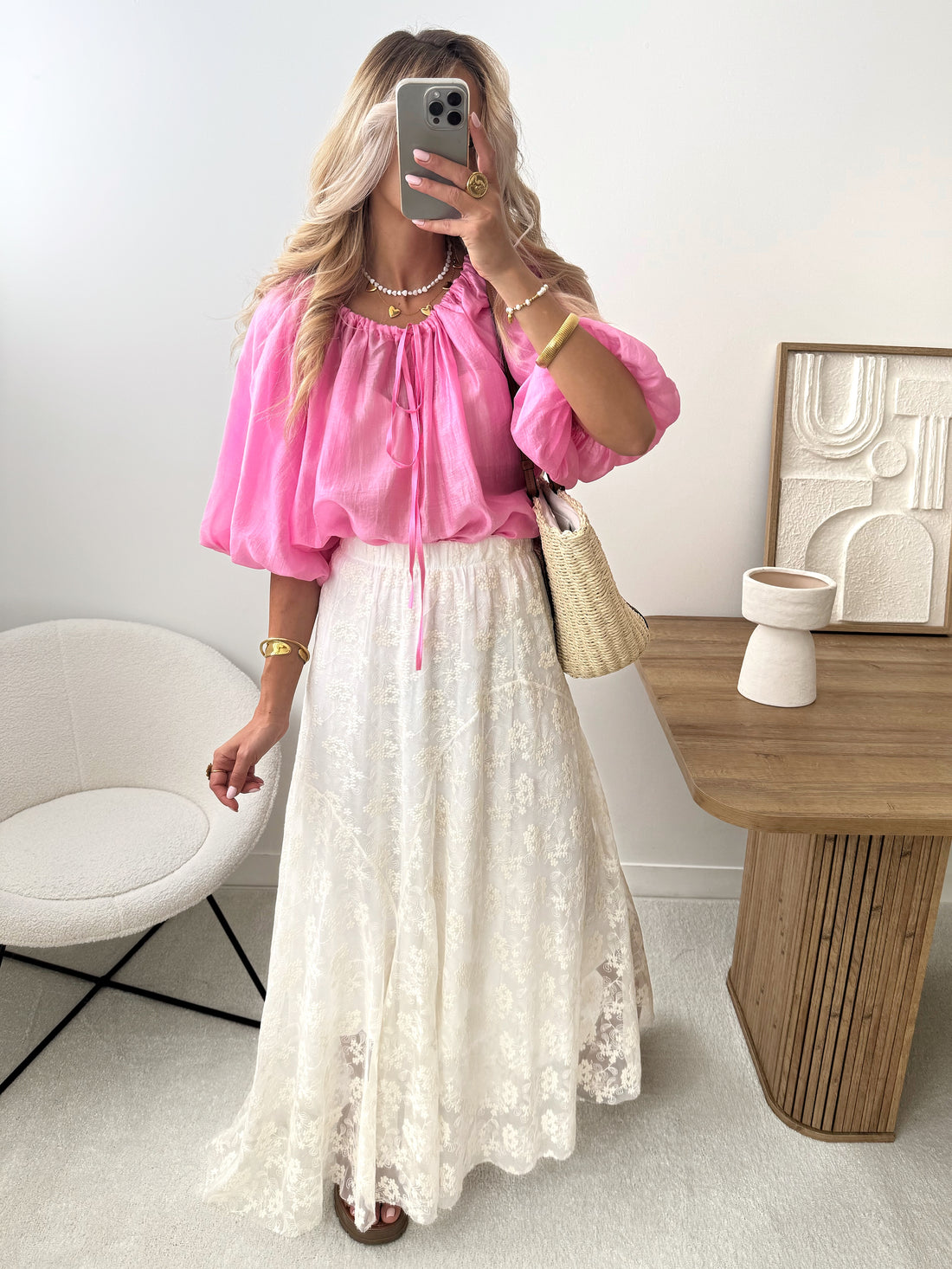Blouse à encolure ajustable ROMÈNE - rose