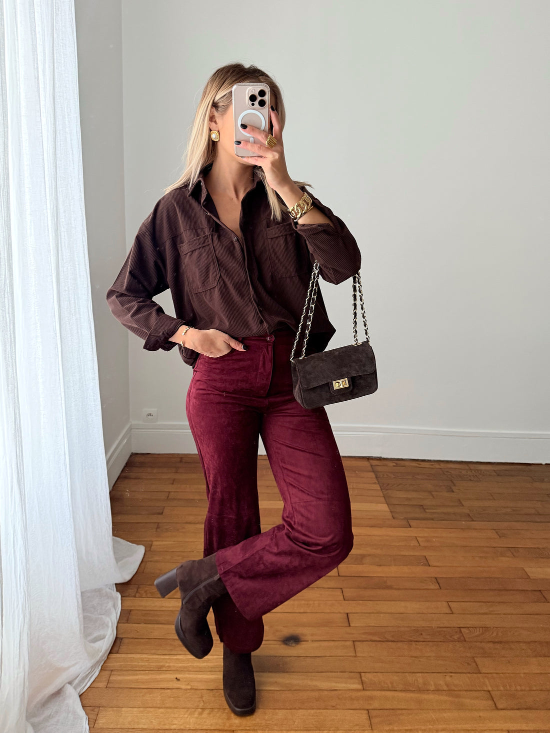 Chemise en velours côtelé EUGÈNE - chocolat