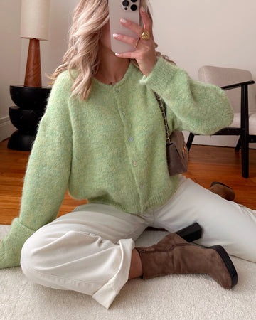 Cardigan en laine mélangée BLANDINE - vert menthe