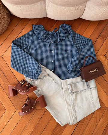 Chemisier imprimé Vichy VOLÉON - bleu