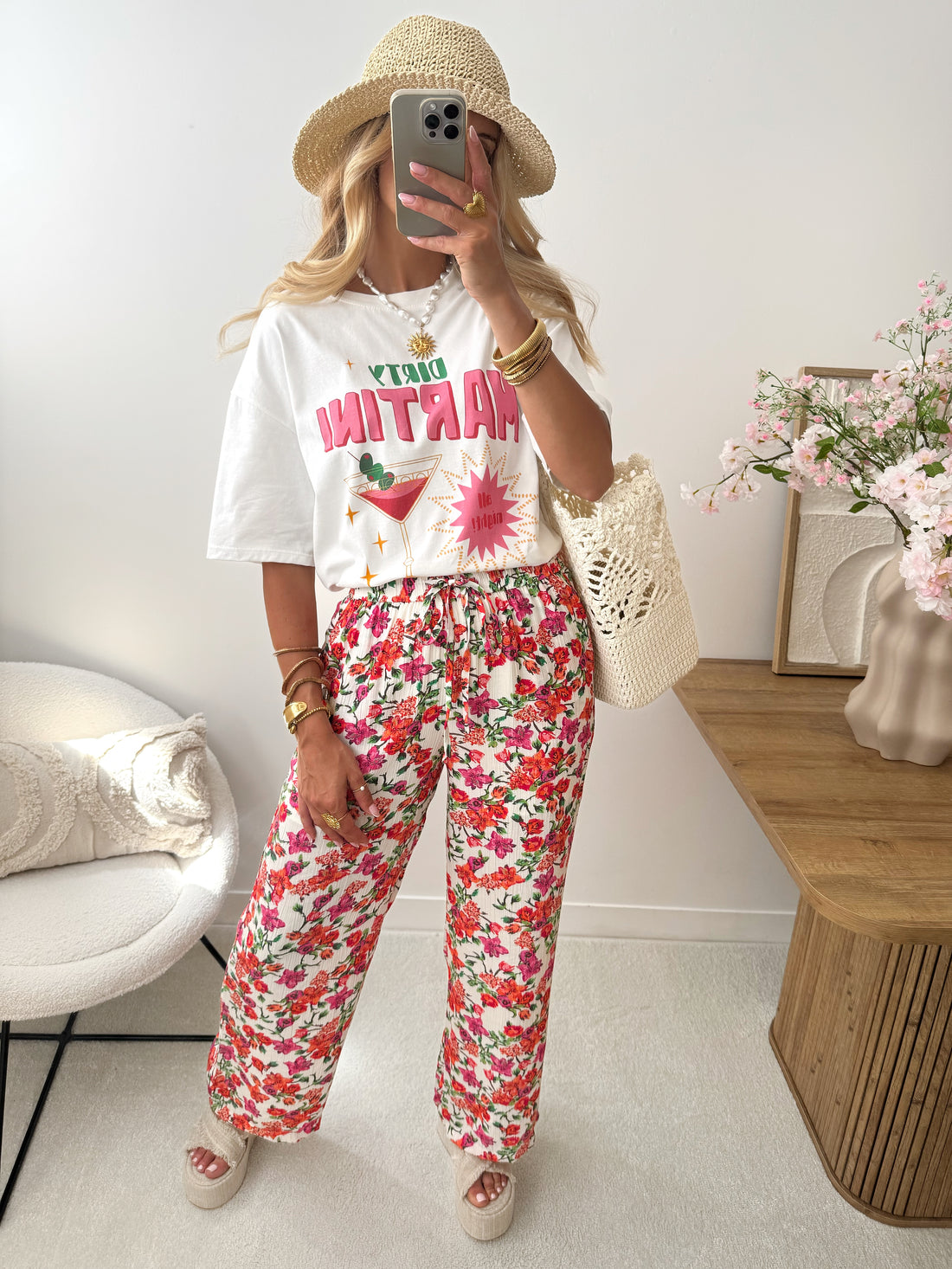 Pantalon coupe droite imprimé floral MACEIO
