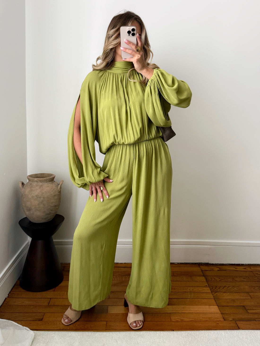 Combinaison ouvertures aux manches ELENA - vert olive