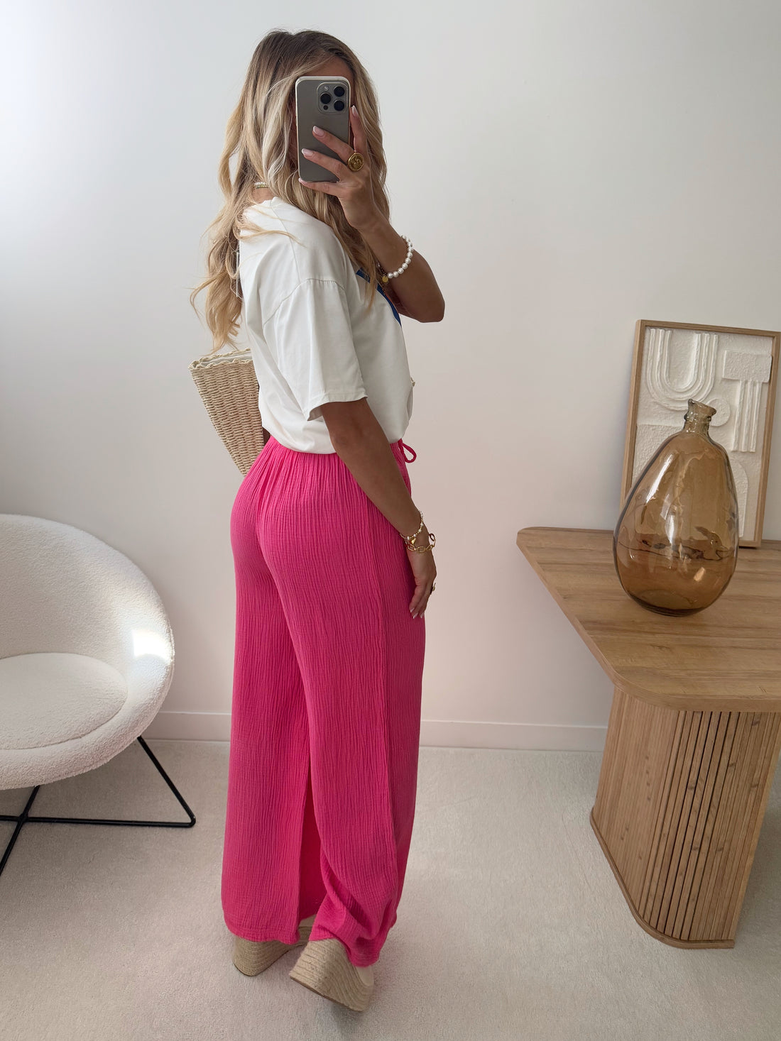 Pantalon en gaze de coton PHITA - fuchsia