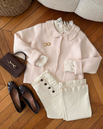 Cardigan col Claudine MAZARIN - rose poudré