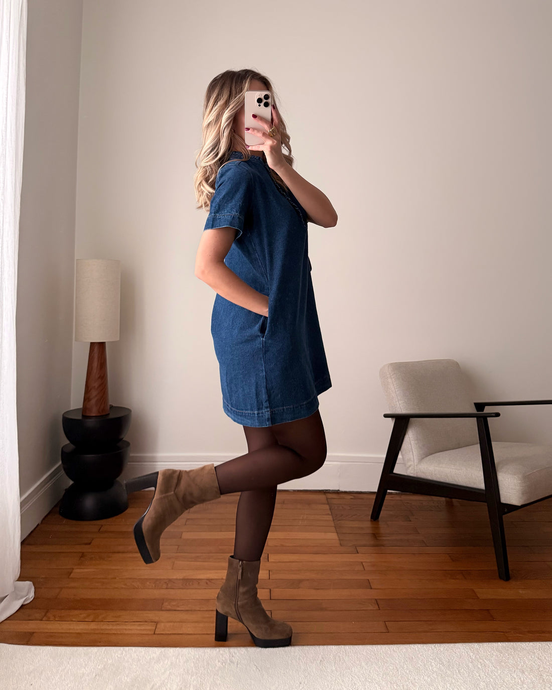 Robe manches courtes en denim TAJANI