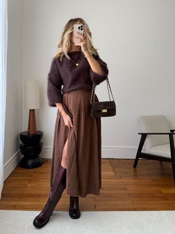 Jupe longue à imprimé floral brodé NATH