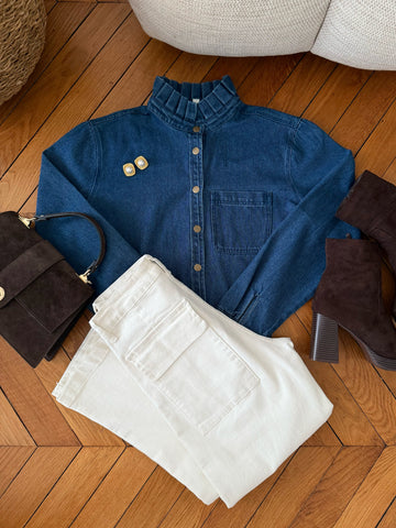 Chemisier col Victorien en denim SOLANGE