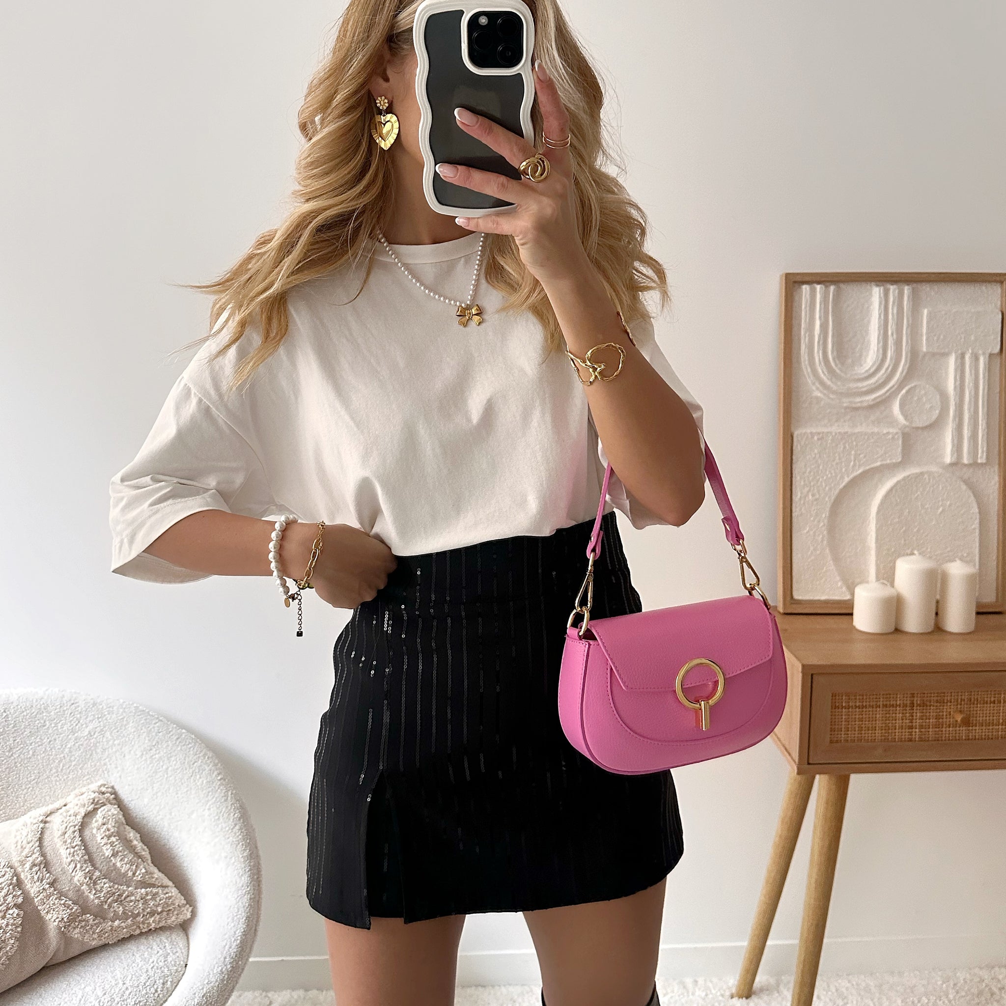Jupe-short à rayures en sequins CONY