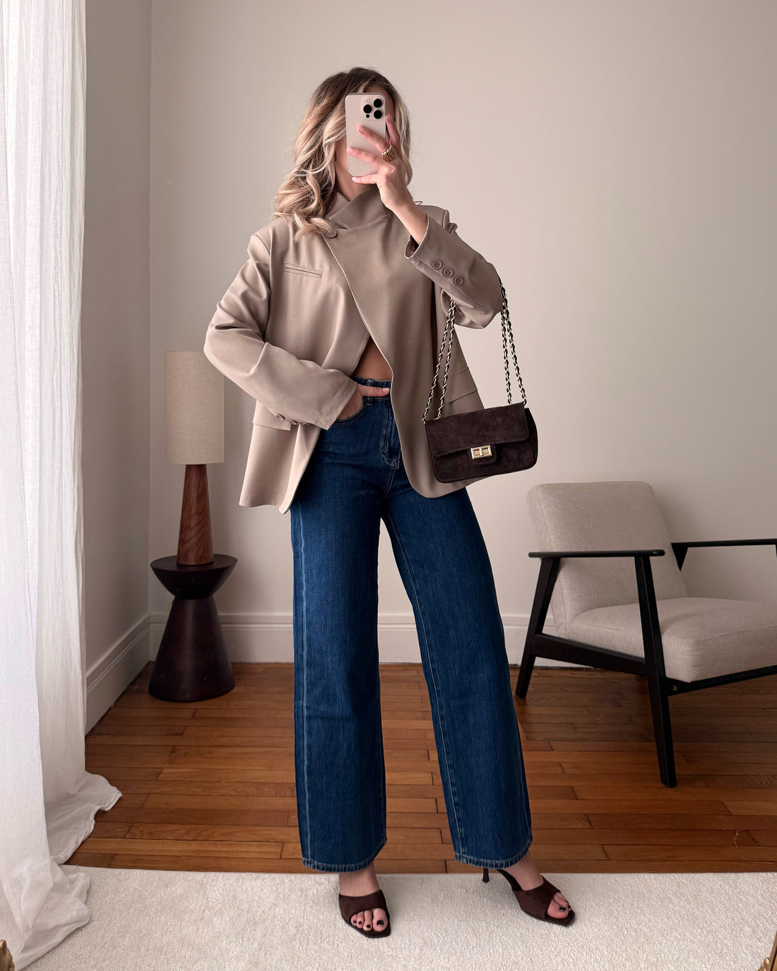 Veste blazer fermeture asymétrique RACHEL - taupe