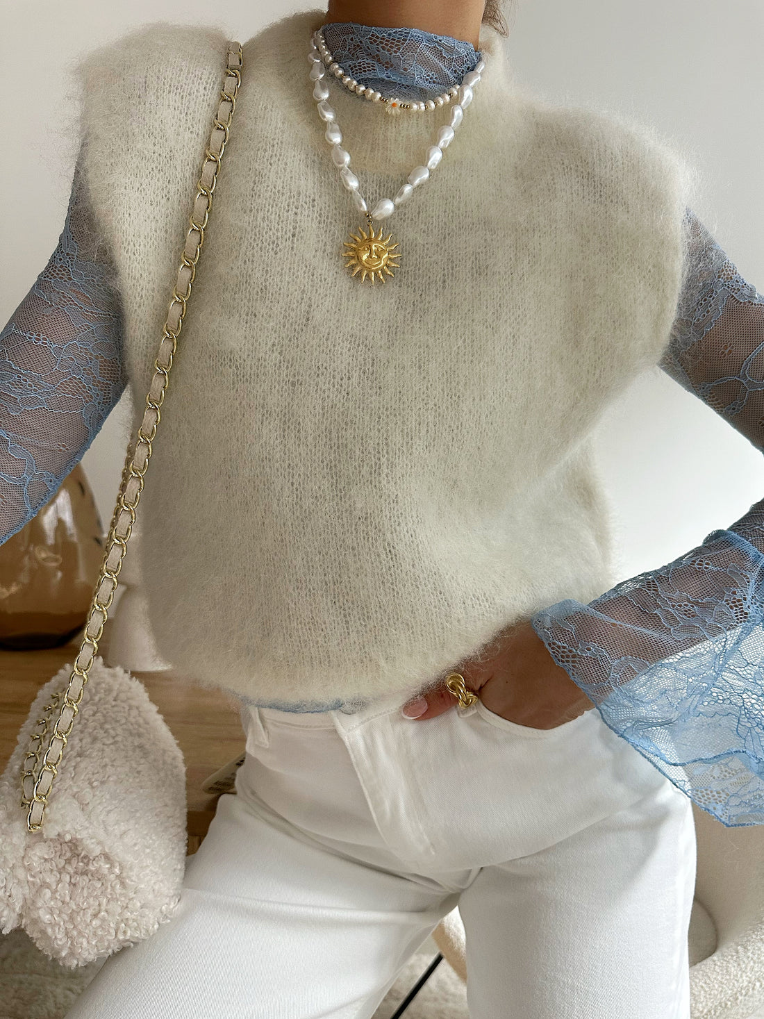Top en dentelle JORDYNE - bleu