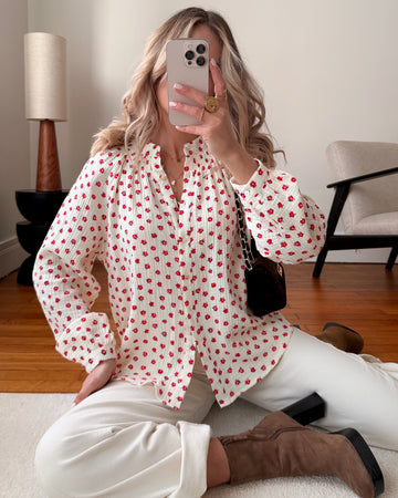 Chemisier en gaze de coton imprimé floral CAMPBELL