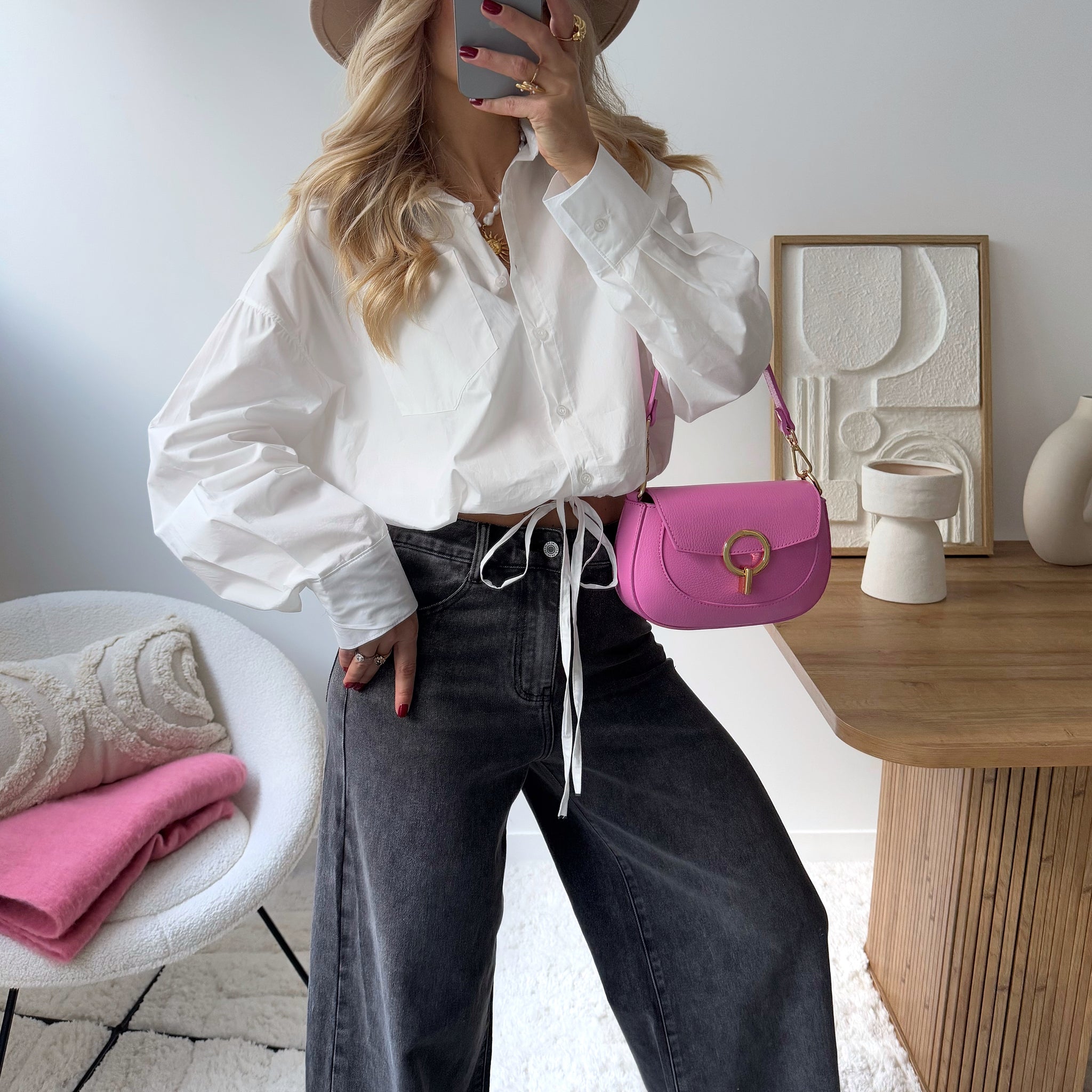 Chemise crop-top blanche TAVIRI