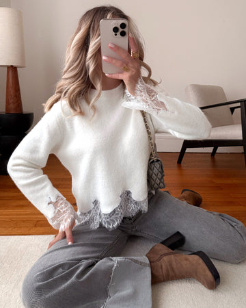 Maille dentelle ELOI - blanc