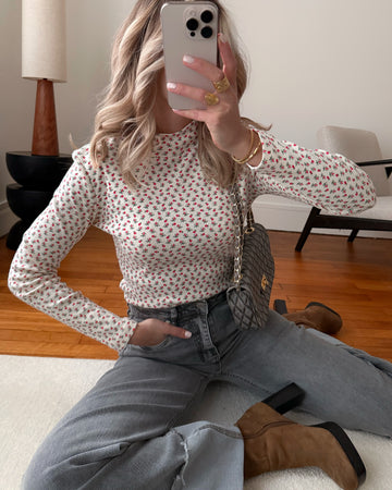 Top col montant à imprimé floral SADE