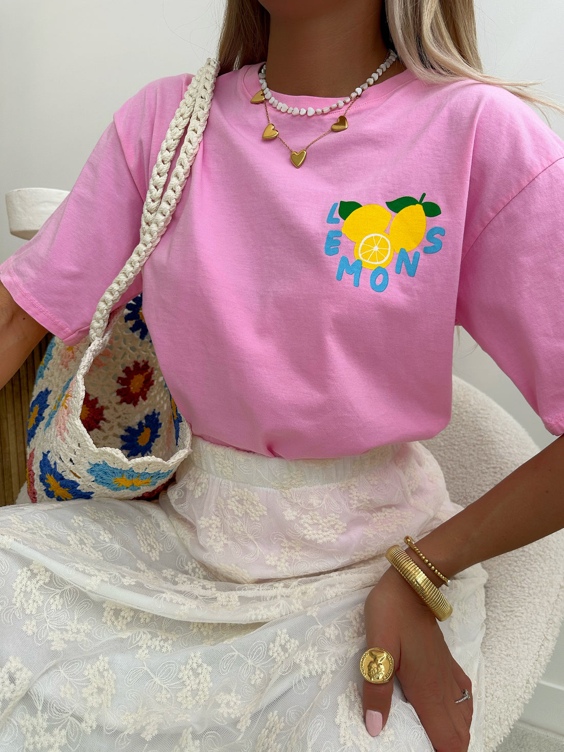 Tee-shirt imprimé citron LEMON - rose