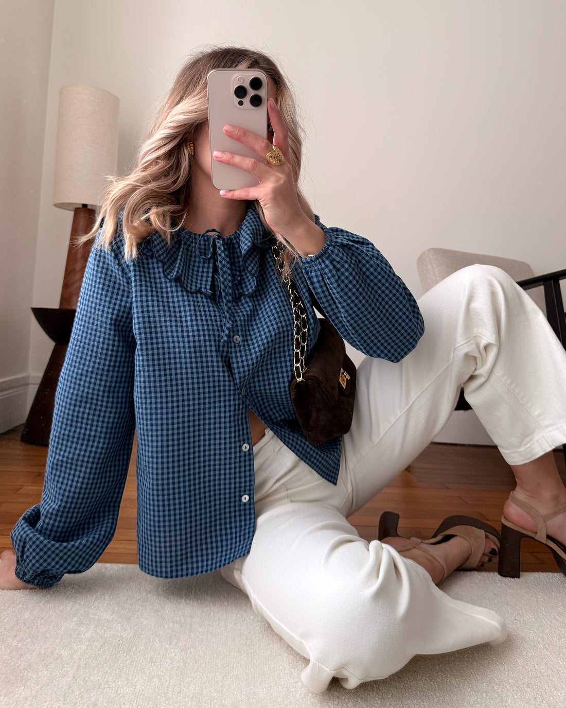 Chemisier imprimé Vichy VOLÉON - bleu