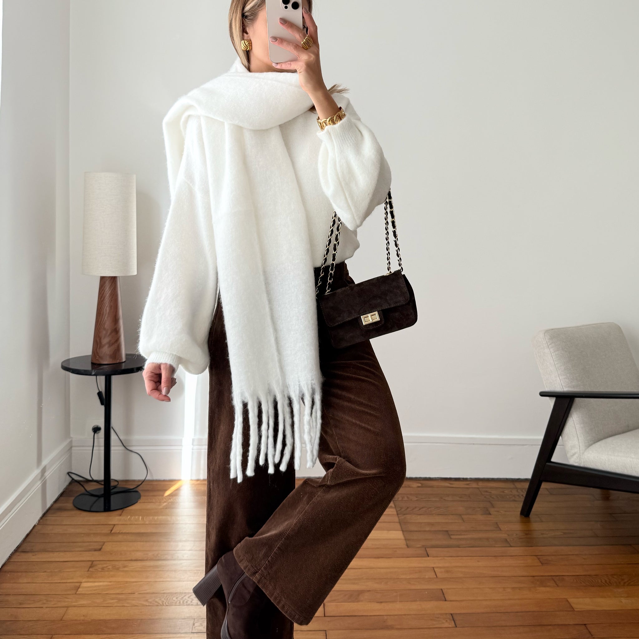 Écharpe en laine mélangée GALIE - blanc