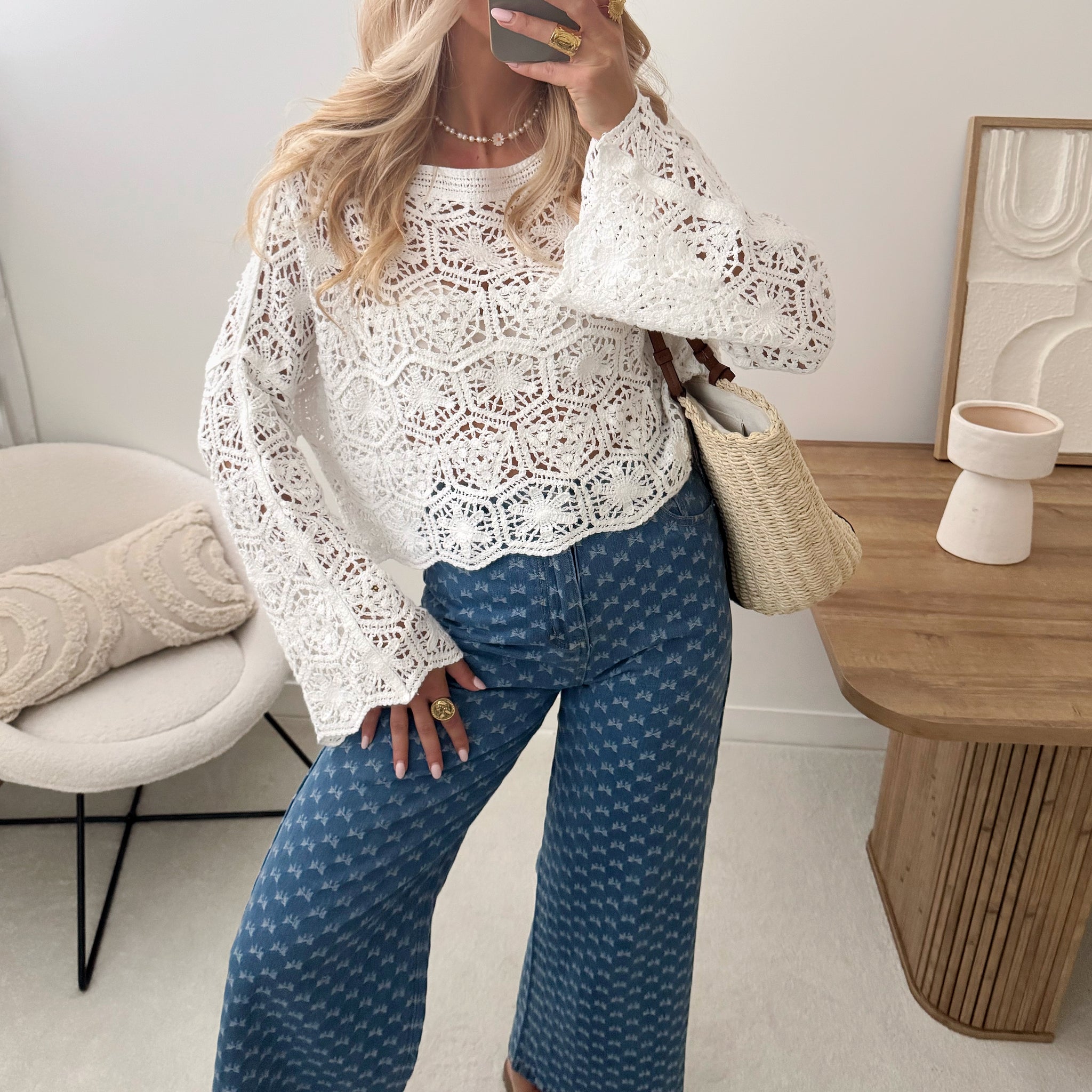 Top en maille ajourée crochet BRISEIS
