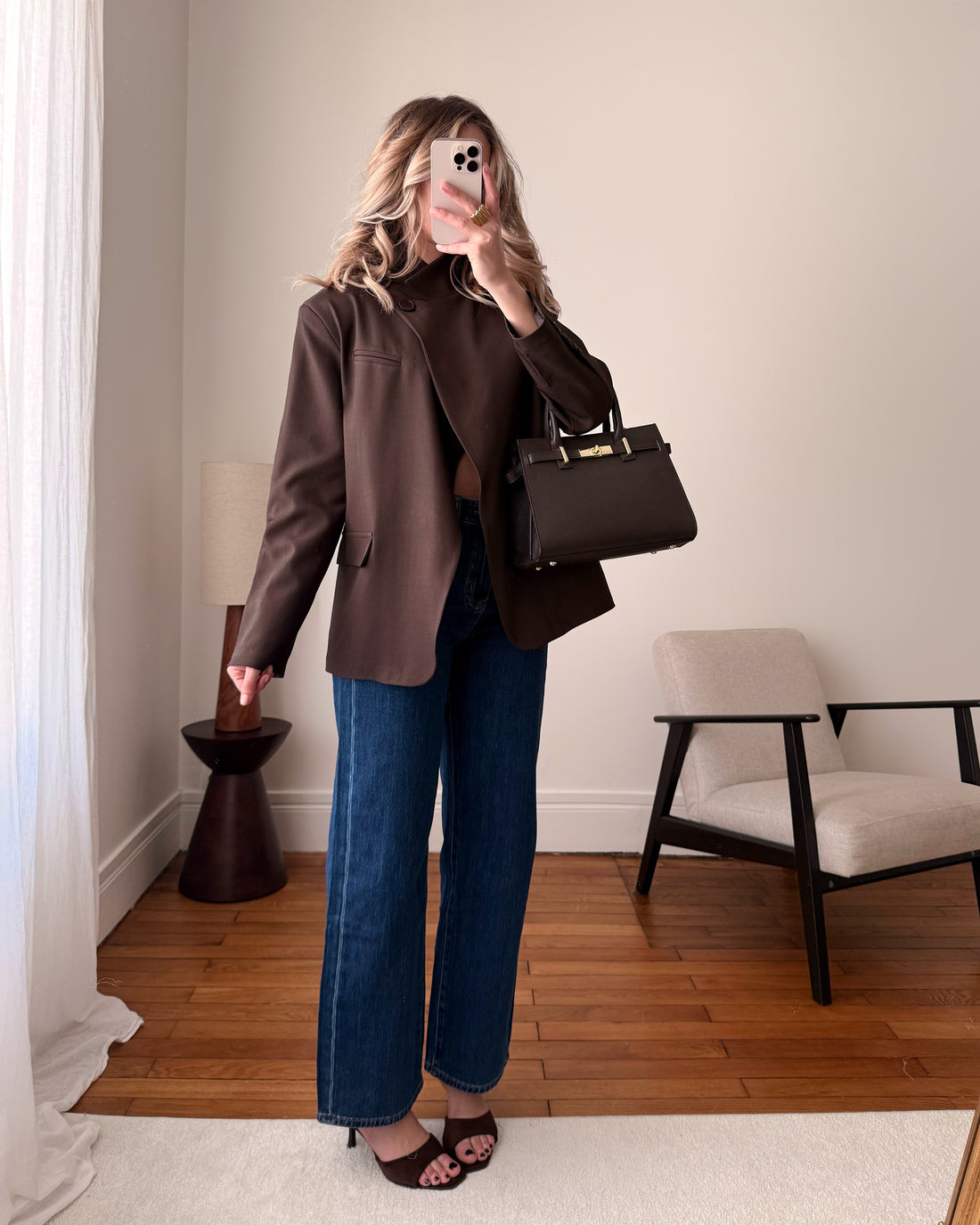 Veste blazer fermeture asymétrique RACHEL - chocolat